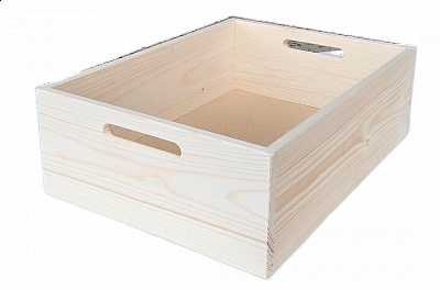 5002 dřevěná bednička s úchyty střední 400 x 300 x 130 mm Bílá