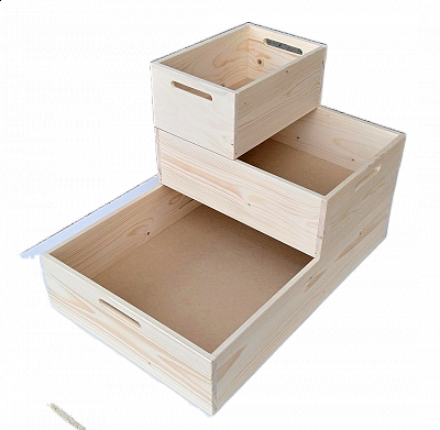 5002 dřevěná bednička s úchyty střední 400 x 300 x 130 mm Bílá