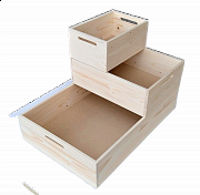 5002 dřevěná bednička s úchyty střední 400 x 300 x 130 mm Lak bezbarvý