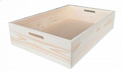 5003 dřevěný box s úchyty velký 600 x 400 x 130 mm Bílá