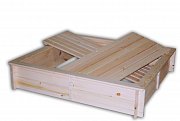 Dřevěné pískoviště s poklopem, 1150 x 1400 x 305 mm Úprava povrchová L 45, K 25