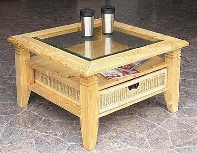 Konferenční stolek JAVA 770 x 770 x 460 mm (š x hl x v) Světlý dub Celodřevěná